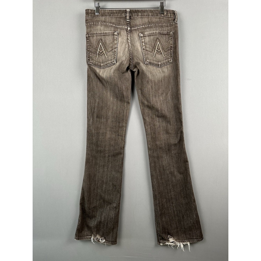 7 For All Mankind Jeans Womens Brown Distressed Bootcut Cotton Blend Size 28 - Picture 2 of 11